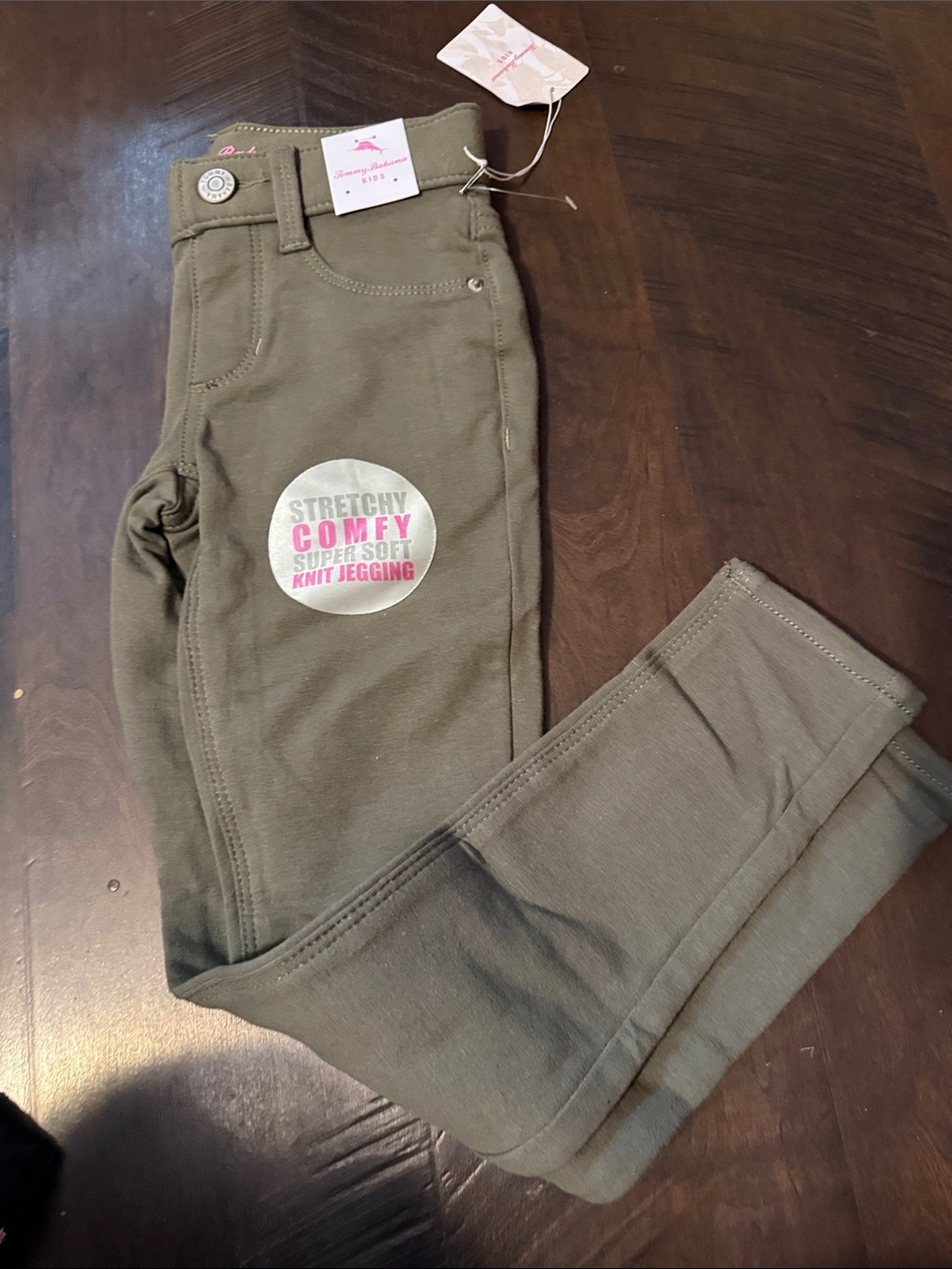 Tommy Bahama Kids Olive Stretch Knit Jeggings